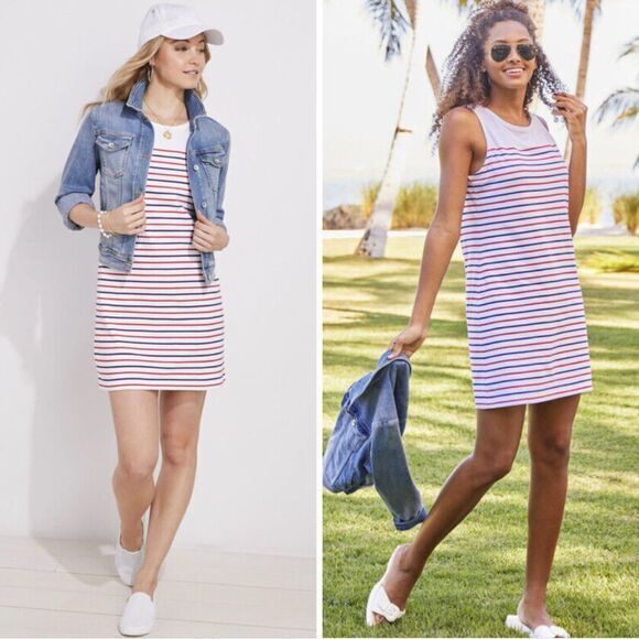 NEW Vineyard Vines 100% cotton Striped‎ NANTUCKET Shift DRESS, L - Picture 2 of 16